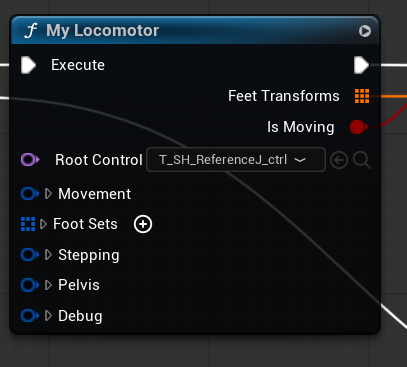 My Locomotor Control Rig node with a Feet Transforms output.